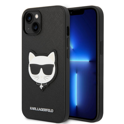 Custodia per Apple iPhone 14 Plus, Karl Lagerfeld, Saffiano Choupette's Head, Nera