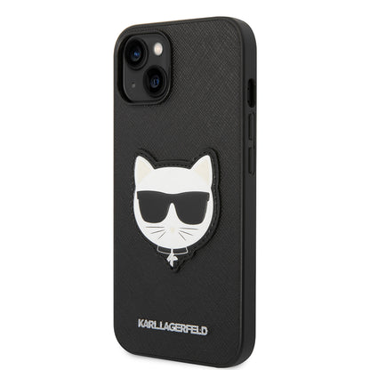 Custodia per Apple iPhone 14 Plus, Karl Lagerfeld, Saffiano Choupette's Head, Nera