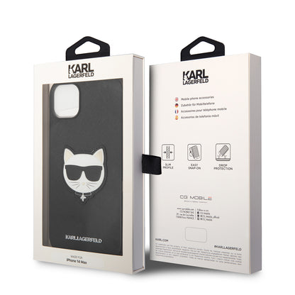 Custodia per Apple iPhone 14 Plus, Karl Lagerfeld, Saffiano Choupette's Head, Nera