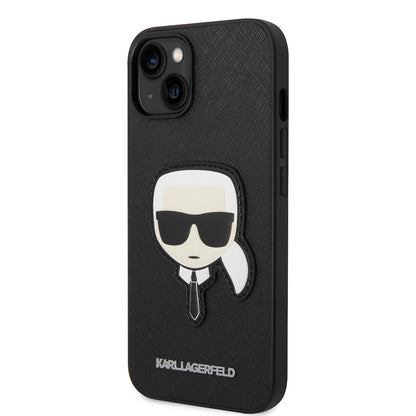 Custodia per Apple iPhone 14 Plus, Karl Lagerfeld, Saffiano Karl's Head, Nera