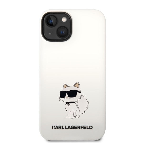 Étui pour Apple iPhone 14 Plus, Karl Lagerfeld, Silicone Choupette, Blanc