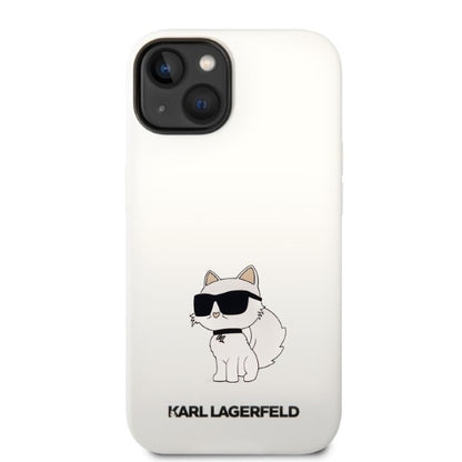 Étui pour Apple iPhone 14 Plus, Karl Lagerfeld, Silicone Choupette, Blanc
