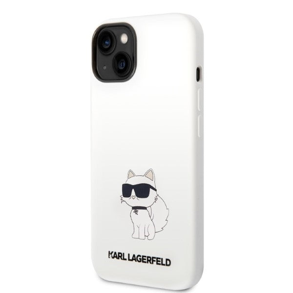 Étui pour Apple iPhone 14 Plus, Karl Lagerfeld, Silicone Choupette, Blanc