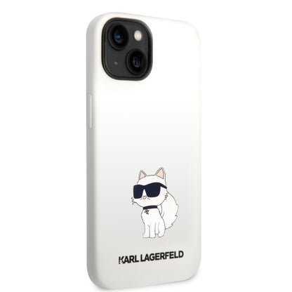 Étui pour Apple iPhone 14 Plus, Karl Lagerfeld, Silicone Choupette, Blanc