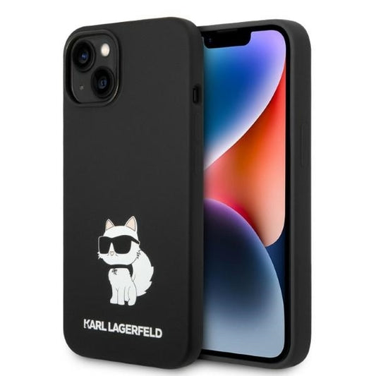 Étui pour Apple iPhone 14 Plus, Karl Lagerfeld, Silicone Choupette, Noir