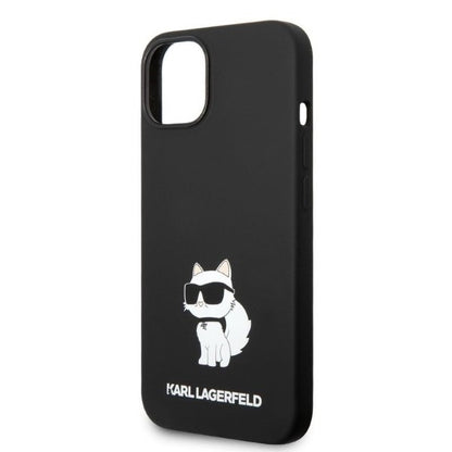 Custodia per Apple iPhone 14 Plus, Karl Lagerfeld, Silicone Choupette, Nera