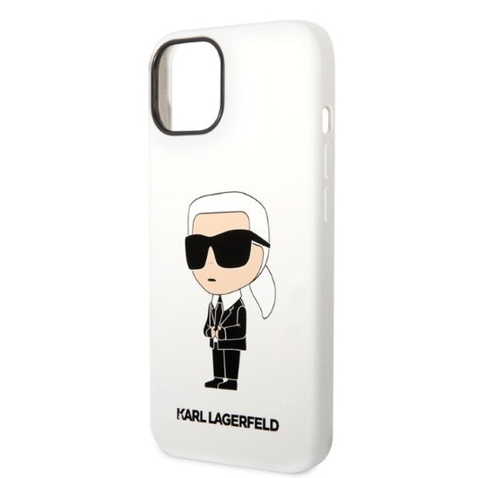 Hülle für Apple iPhone 14 Plus, Karl Lagerfeld, Silicone Ikonik Karl, Weiß