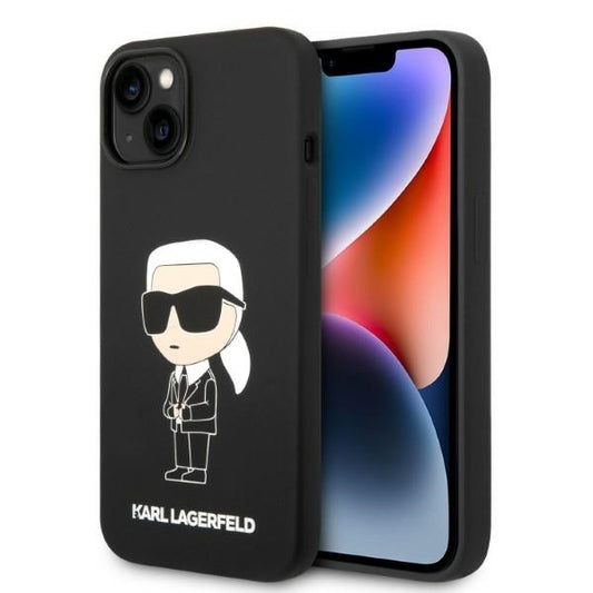 Hülle für Apple iPhone 14 Plus, Karl Lagerfeld, Silicone Ikonik Karl, Schwarz
