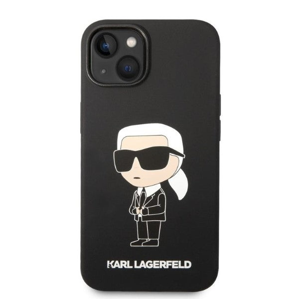 Étui pour Apple iPhone 14 Plus, Karl Lagerfeld, Silicone Ikonik Karl, Noir