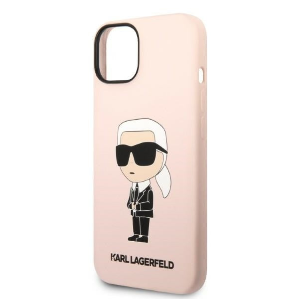 Custodia per Apple iPhone 14 Plus, Karl Lagerfeld, Silicone Ikonik Karl, Rosa
