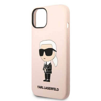 Custodia per Apple iPhone 14 Plus, Karl Lagerfeld, Silicone Ikonik Karl, Rosa
