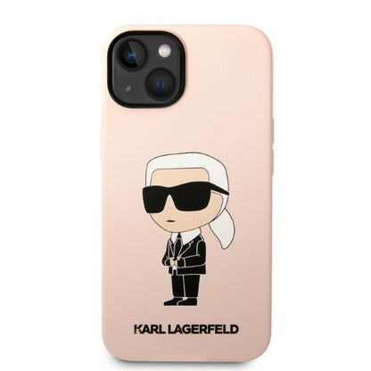 Custodia per Apple iPhone 14 Plus, Karl Lagerfeld, Silicone Ikonik Karl, Rosa