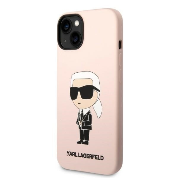Custodia per Apple iPhone 14 Plus, Karl Lagerfeld, Silicone Ikonik Karl, Rosa