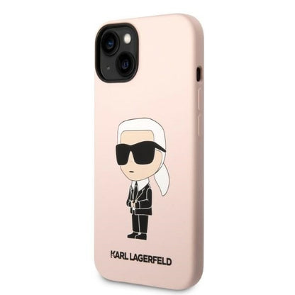 Custodia per Apple iPhone 14 Plus, Karl Lagerfeld, Silicone Ikonik Karl, Rosa