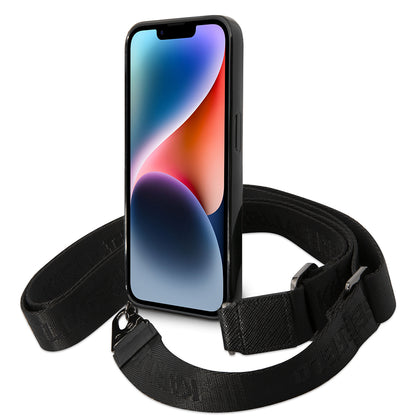 Étui pour Apple iPhone 14 Pro, Karl Lagerfeld, Color Stripes with Strap, Rose