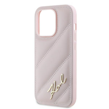 Étui pour Apple iPhone 14 Pro, Karl Lagerfeld, Diagonal Quilted Script, Rose