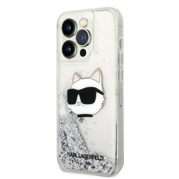 Étui pour Apple iPhone 14 Pro, Karl Lagerfeld, Glitter Choupette's Head, Argenté