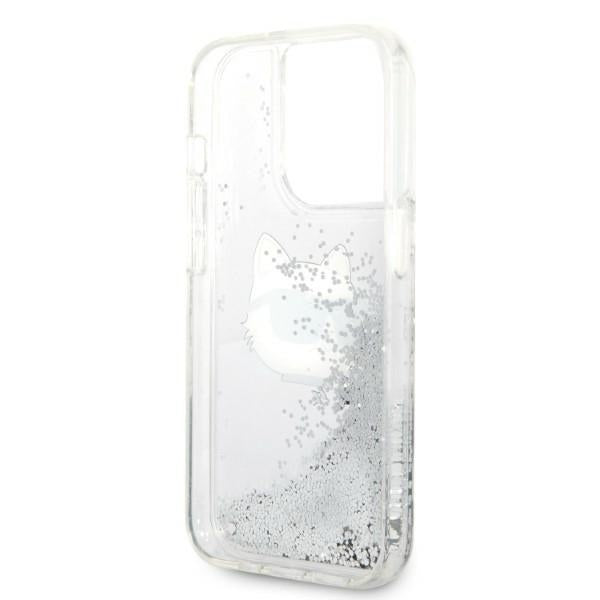 Étui pour Apple iPhone 14 Pro, Karl Lagerfeld, Glitter Choupette's Head, Argenté