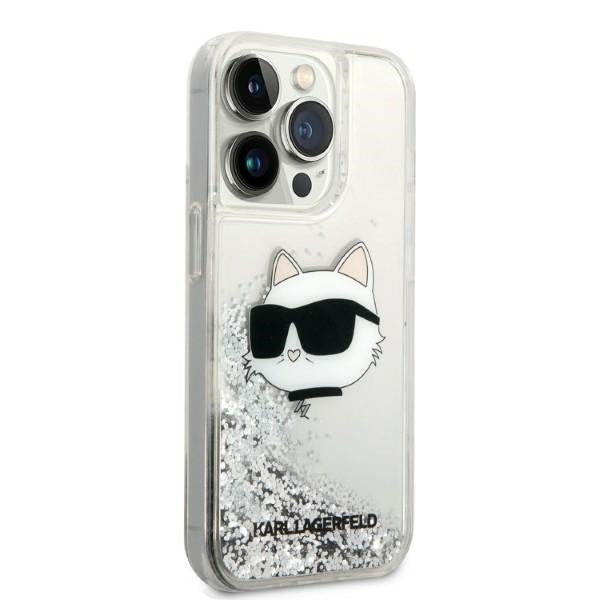Étui pour Apple iPhone 14 Pro, Karl Lagerfeld, Glitter Choupette's Head, Argenté