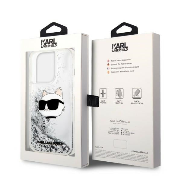 Étui pour Apple iPhone 14 Pro, Karl Lagerfeld, Glitter Choupette's Head, Argenté