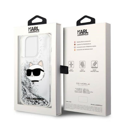 Étui pour Apple iPhone 14 Pro, Karl Lagerfeld, Glitter Choupette's Head, Argenté