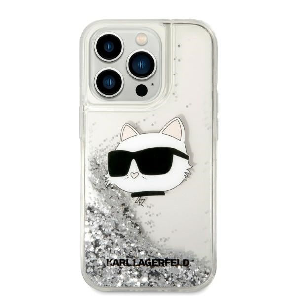 Étui pour Apple iPhone 14 Pro, Karl Lagerfeld, Glitter Choupette's Head, Argenté