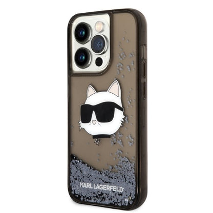 Custodia per Apple iPhone 14 Pro, Karl Lagerfeld, Glitter Choupette's Head, Nera