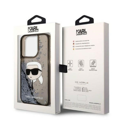 Case for Apple iPhone 14 Pro, Karl Lagerfeld, Glitter Karl's Head, Black