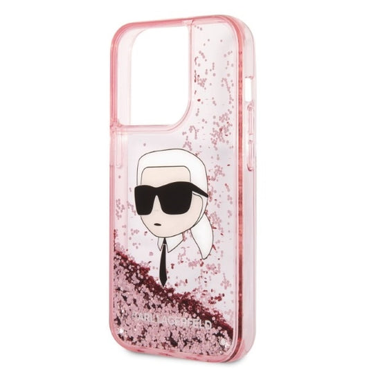 Case for Apple iPhone 14 Pro, Karl Lagerfeld, Glitter Karl's Head, Pink