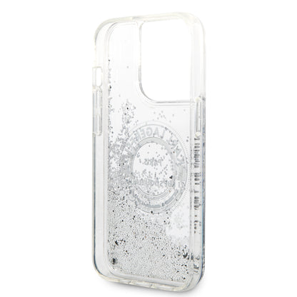 Custodia per Apple iPhone 14 Pro, Karl Lagerfeld, Liquid Glitter RSG, Argento