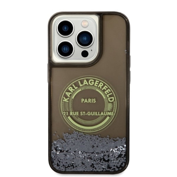 Étui pour Apple iPhone 14 Pro, Karl Lagerfeld, Liquid Glitter RSG, Noir
