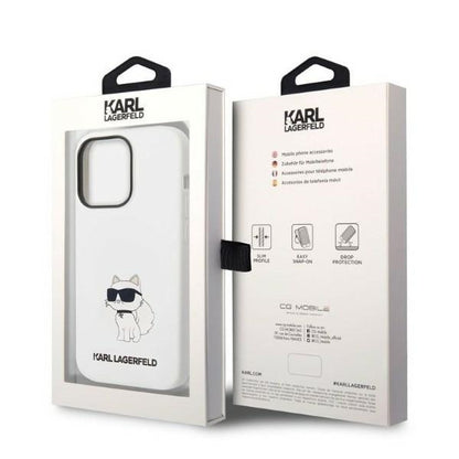 Custodia per Apple iPhone 14 Pro, Karl Lagerfeld, Silicone Choupette, Bianca