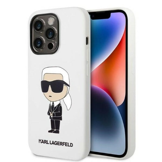 Hülle für Apple iPhone 14 Pro, Karl Lagerfeld, Silicone Ikonik NFT, Weiß