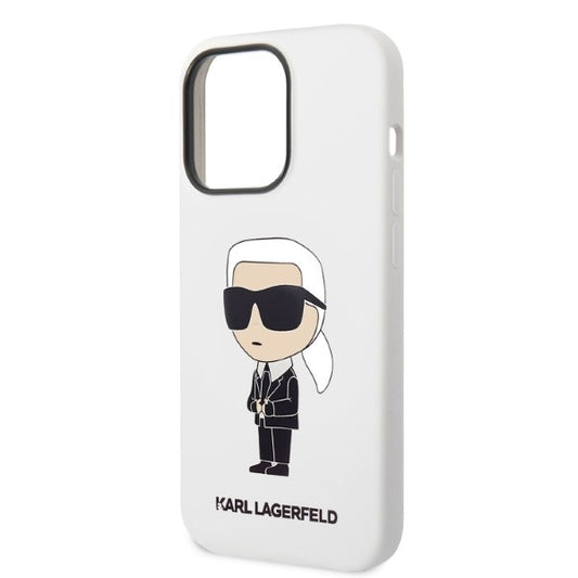 Hülle für Apple iPhone 14 Pro, Karl Lagerfeld, Silicone Ikonik NFT, Weiß