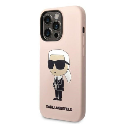 Hülle für Apple iPhone 14 Pro, Karl Lagerfeld, Silicone Ikonik NFT, Rosa
