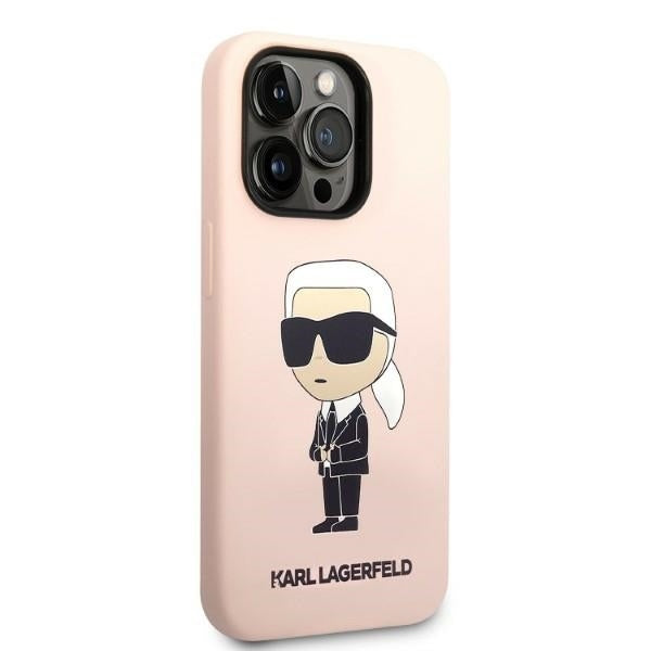 Hülle für Apple iPhone 14 Pro, Karl Lagerfeld, Silicone Ikonik NFT, Rosa