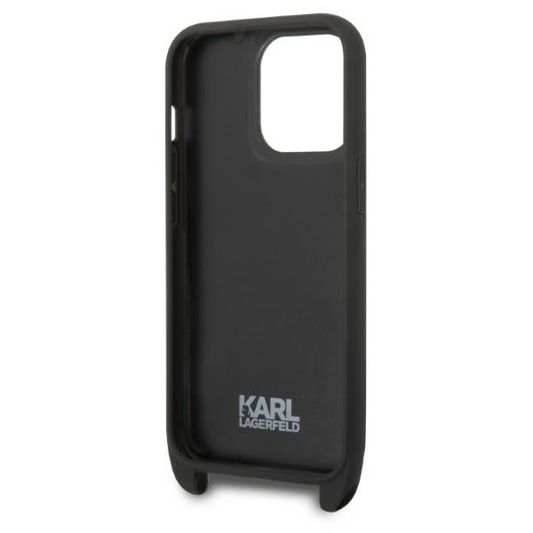 Étui pour Apple iPhone 14 Pro, Karl Lagerfeld, Monogram Ikonik Karl, Noir