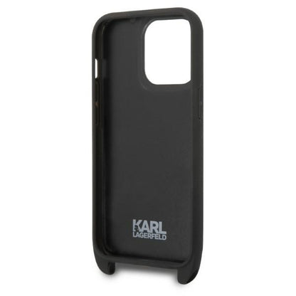 Étui pour Apple iPhone 14 Pro, Karl Lagerfeld, Monogram Ikonik Karl, Noir
