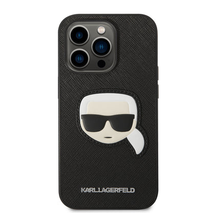 Étui pour Apple iPhone 14 Pro, Karl Lagerfeld, Saffiano Karl's Head, Noir