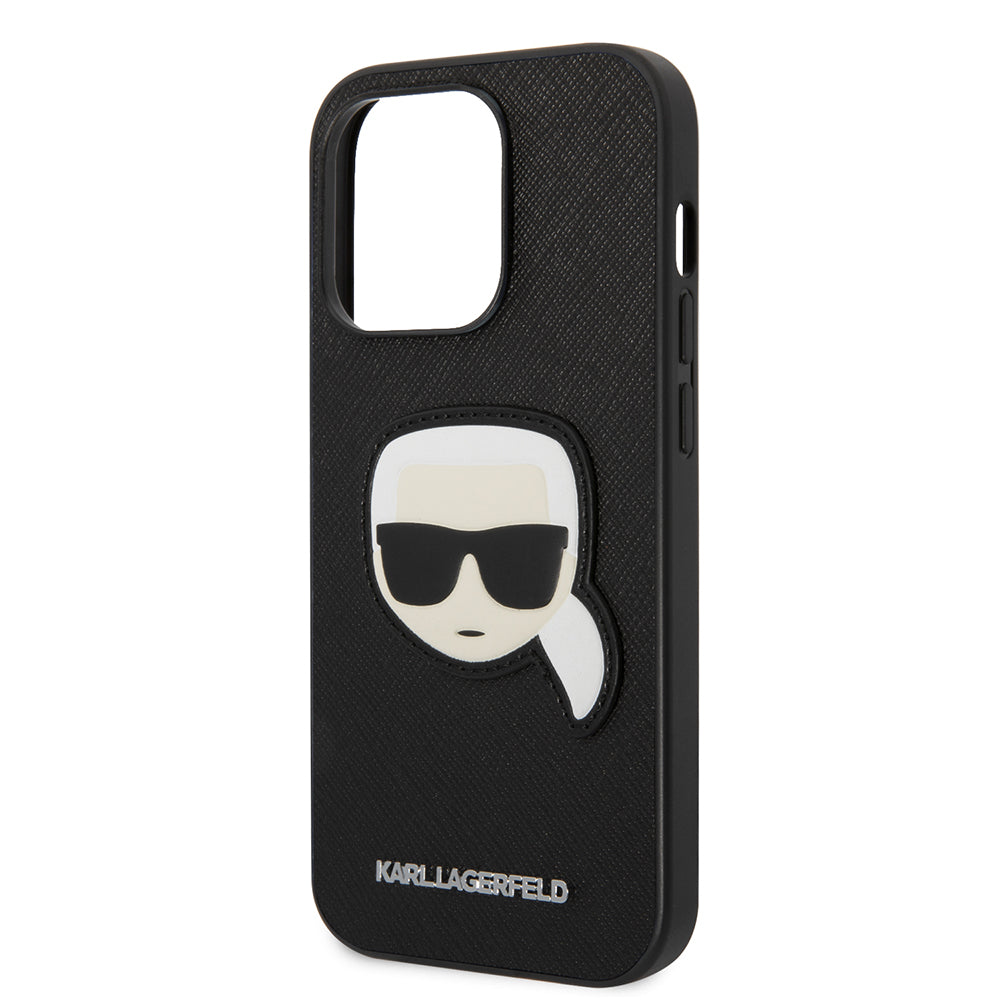 Étui pour Apple iPhone 14 Pro, Karl Lagerfeld, Saffiano Karl's Head, Noir