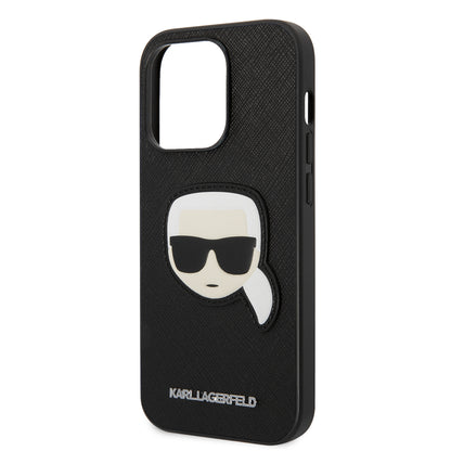 Étui pour Apple iPhone 14 Pro, Karl Lagerfeld, Saffiano Karl's Head, Noir