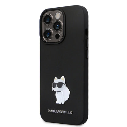Case for Apple iPhone 14 Pro, Karl Lagerfeld, Silicone Choupette Metal, Black