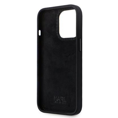 Case for Apple iPhone 14 Pro, Karl Lagerfeld, Silicone Ikonik Karl Metal, Black