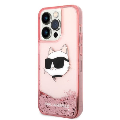 Custodia per Apple iPhone 14 Pro Max, Karl Lagerfeld, Glitter Choupette's Head, Rosa