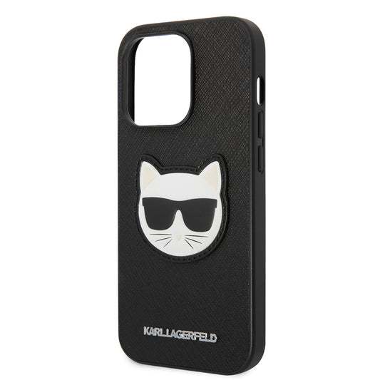 Custodia per Apple iPhone 14 Pro Max, Karl Lagerfeld, Saffiano Choupette's Head, Nera