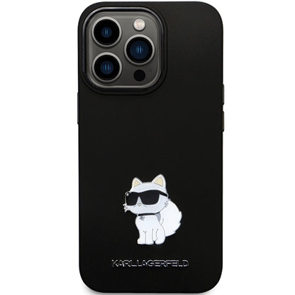 Hülle für Apple iPhone 14 Pro Max, Karl Lagerfeld, Silicone Choupette Metal, Schwarz