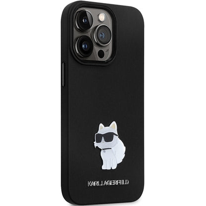 Hülle für Apple iPhone 14 Pro Max, Karl Lagerfeld, Silicone Choupette Metal, Schwarz