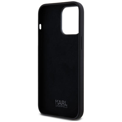 Custodia per Apple iPhone 14 Pro Max, Karl Lagerfeld, Silicone Script, Nera