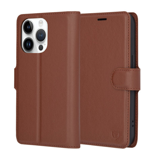 Coque pour Apple iPhone 14 Pro, Techsuit, Leather Folio, Marron
