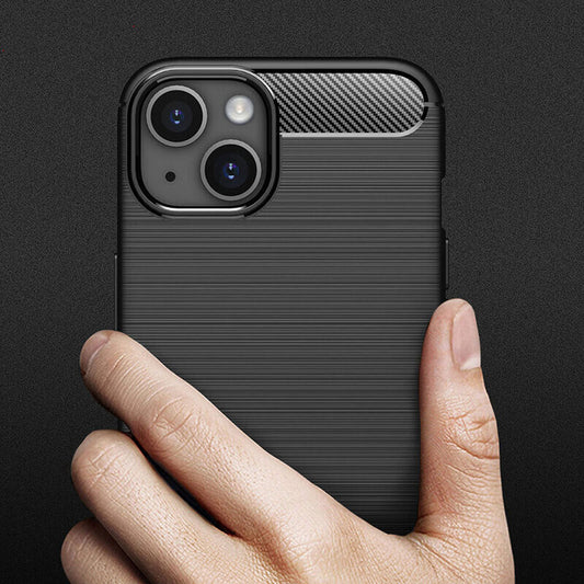 Coque pour Apple iPhone 14, Techsuit, Carbone, Noire